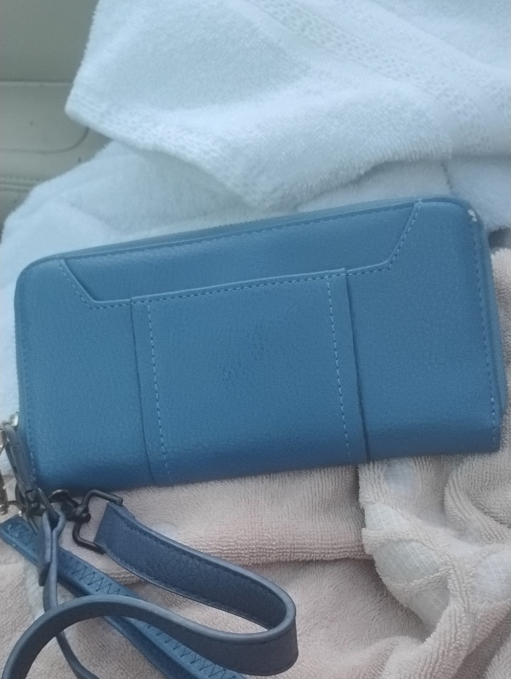 Classic Blue Zip Wallet Wristlet